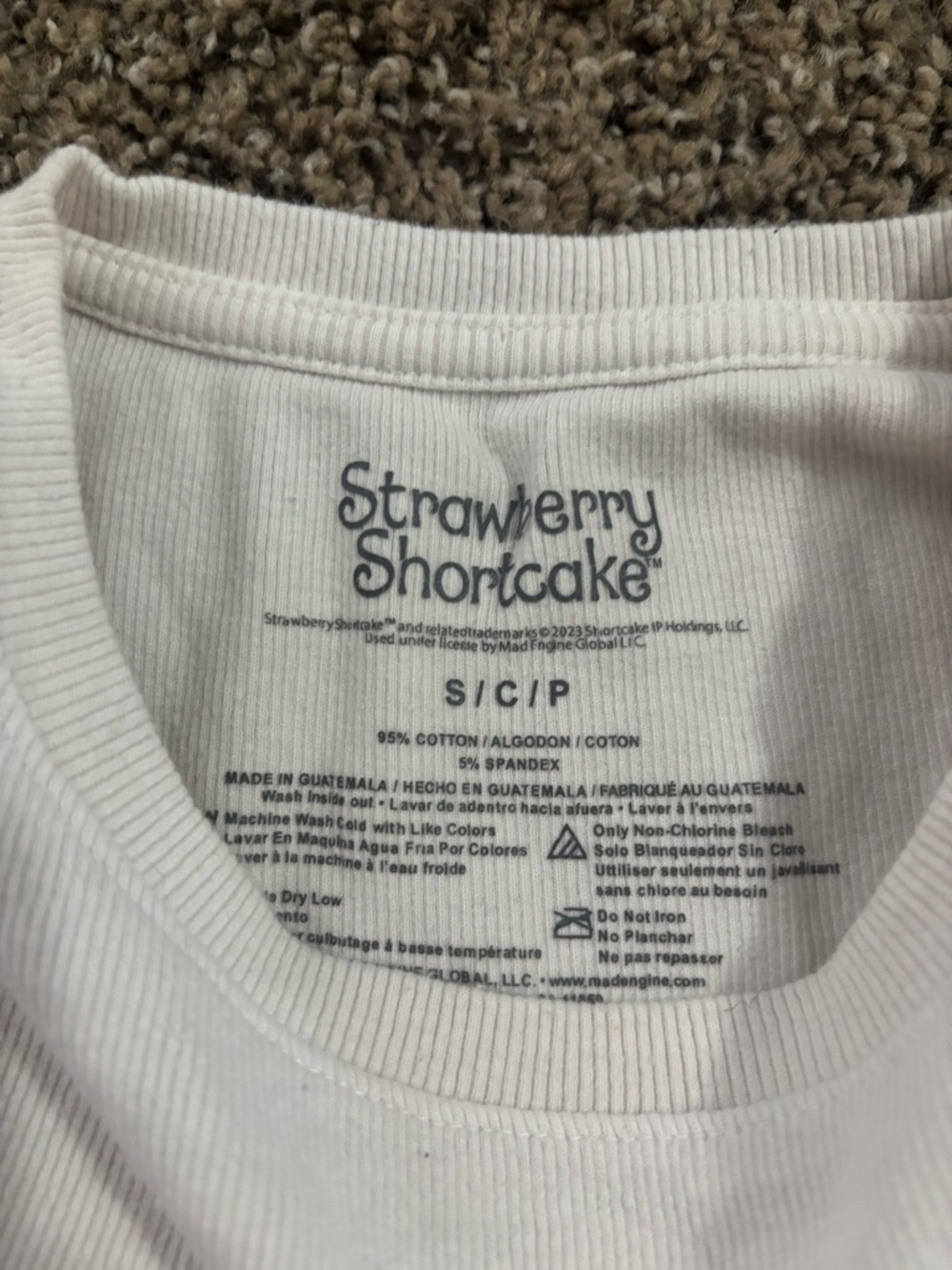 Girls White Strawberry Graphic Short Sleeve Tee - Picture 2 of 3